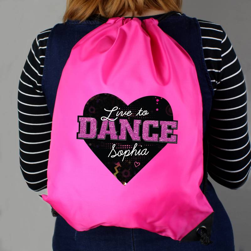Personalised \'Live to Dance\' Pink Kit Bag